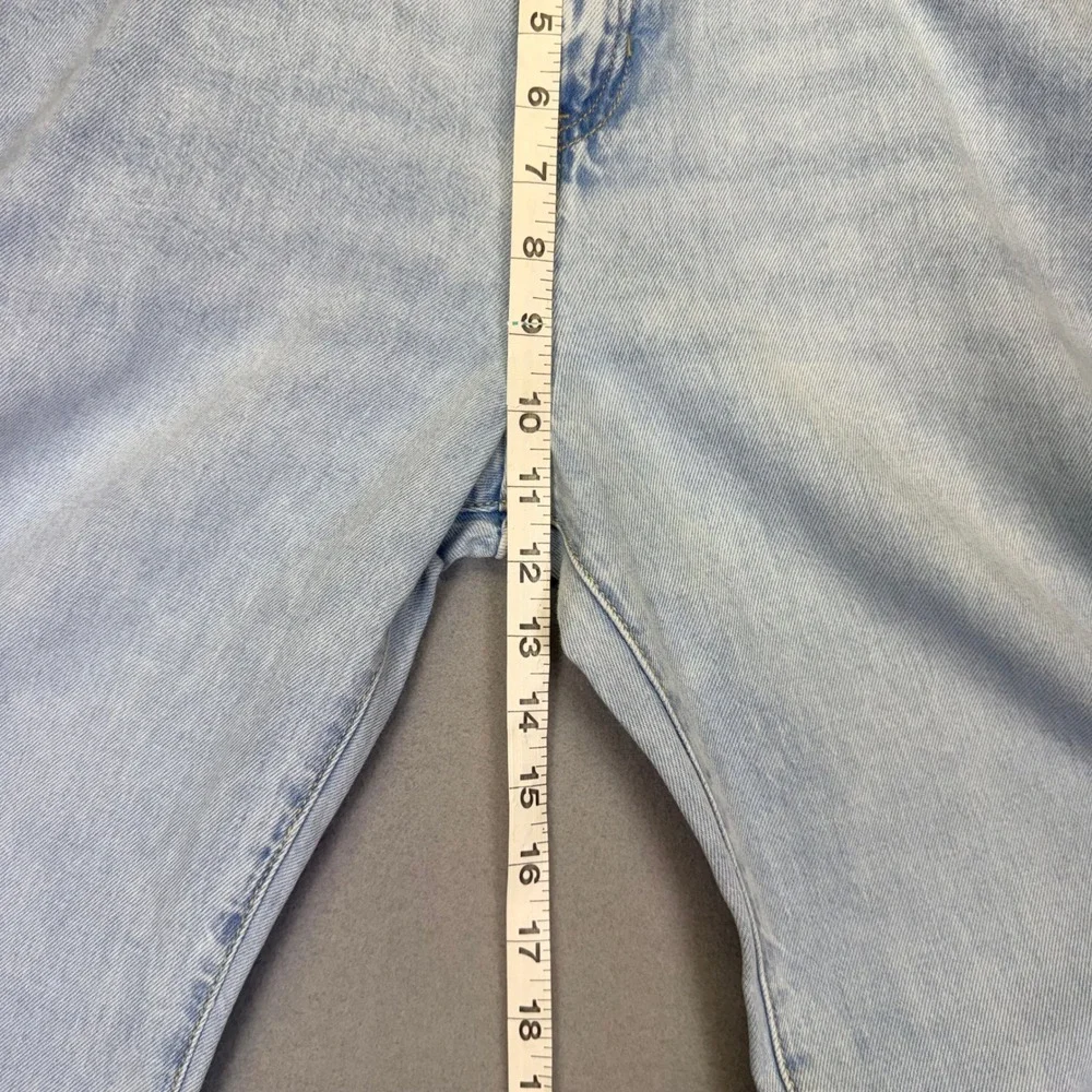 Y2K High Rise Baggy Flare Jeans Light Wash Blue Size18 Adjustable Waist Retro